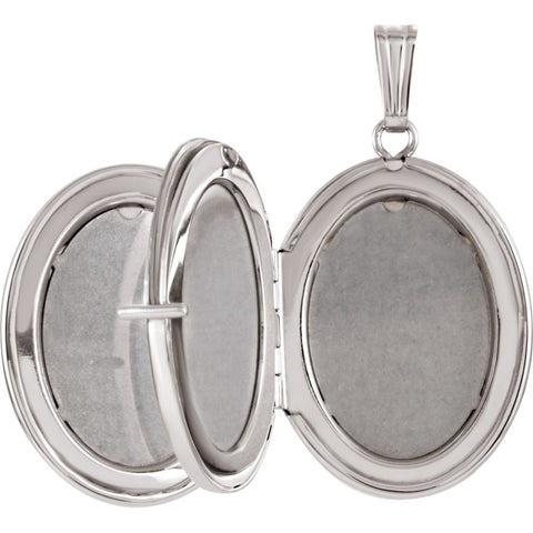 14k White Gold 20x18mm Diamond Oval Locket
