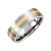 Titanium Wedding Band Ring with 14K Yellow Gold Inlay (Size 11 )