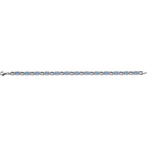 14k White Gold 7x5mm Oval Sky Blue Topaz 7" Bracelet