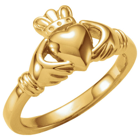 14k Yellow Gold Youth Claddagh Ring, Size 5
