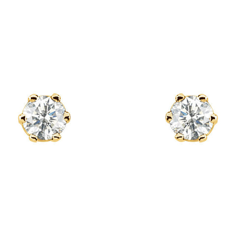 14k Yellow Gold 1/2 CTW Diamond Threaded Post Stud Earrings