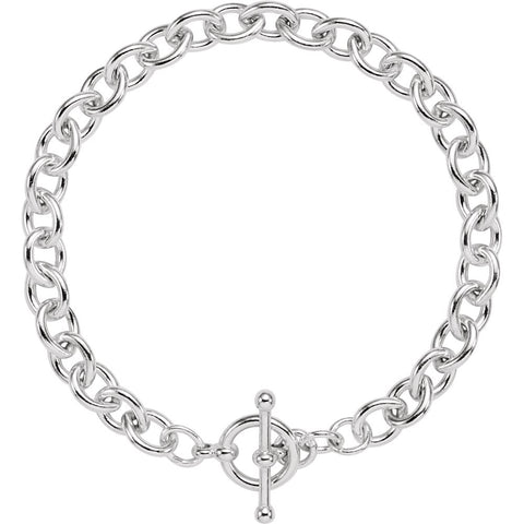 Sterling Silver Cable 6.5" Bracelet with Toggle Clasp