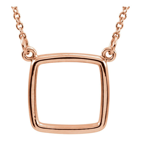 14k Rose Gold Cushion Square 16" Necklace