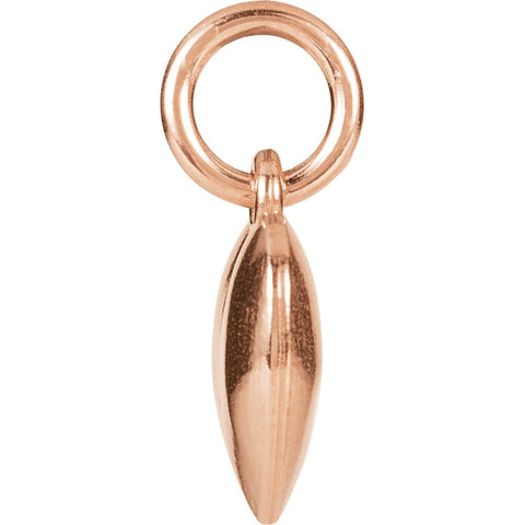 14k Rose Gold 15.5x8.9mm Puffed Heart Charm with Jump Ring