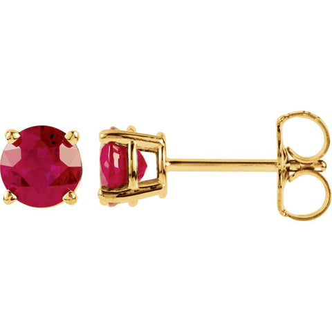 14k Yellow Gold 5mm Round Ruby Earrings