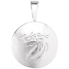 14K White Gold Heart Print Jesus Pendant