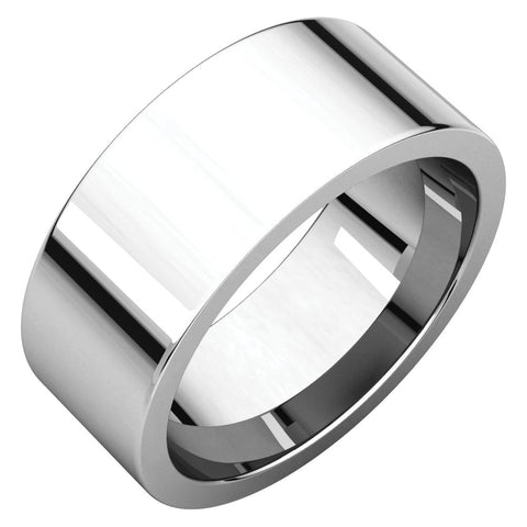14k White Gold 8mm Flat Comfort Fit Band, Size 13