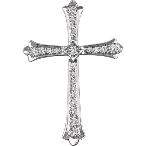 14k White Gold 1/3 CTW Diamond Cross Pendant