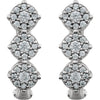 14k White Gold 1/2 CTW Diamond 3-Stone Earrings