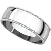 14k White Gold 6mm Light Milgrain Band, Size 9