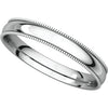 14k White Gold 3mm Light Comfort Fit Milgrain Band , Size 6