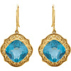 14k Yellow Gold 10x10mm Swiss Blue Topaz Earrings