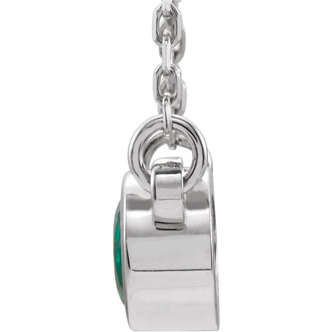 Sterling Silver Imitation Emerald 16" Necklace