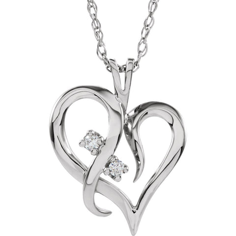 14k White Gold .03 CTW Diamond Heart Necklace