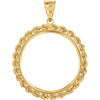 2.5mm Solid Rope Tab Back Frame Pendant For 1/2 Ounce American Eagle or 1/2 Ounce South African Rand Coin in 14K Yellow Gold
