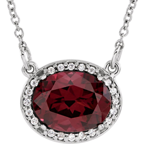 14k White Gold Rhodolite Garnet & .05 CTW Diamond 16" Necklace