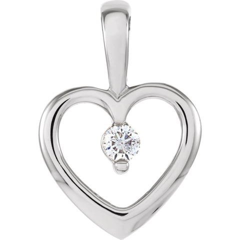 14k White Gold Heart Pendant