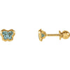 14K Yellow Gold March CZ Birthstone Earrings With Screw Backs