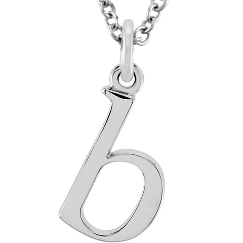 14k White Gold "b" Lowercase Initial 16" Necklace