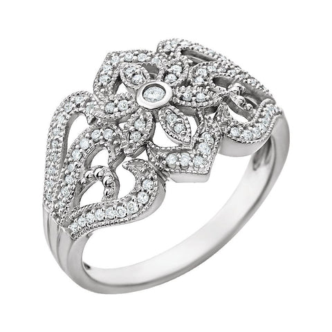 14k White Gold 1/4 CTW Diamond Ring, Size 7