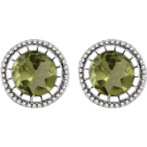 14k White Gold Peridot "August" Birthstone Earrings
