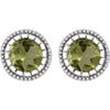 14k White Gold Peridot "August" Birthstone Earrings