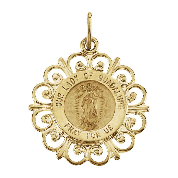14k Yellow Gold 20x18mm Our Lady of Guadalupe Medal