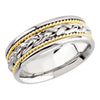 8 mm Two-Tone Handwoven Comfort-Fit Wedding Band Ring in 14k White and Yellow Gold (Size 6 )