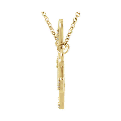 14k Yellow Gold 0.08 CTW Diamond Hope 16.8" Necklace