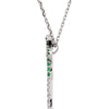 14k White Gold Genuine Tsavorite Garnet and Diamond Palm Tree Necklace