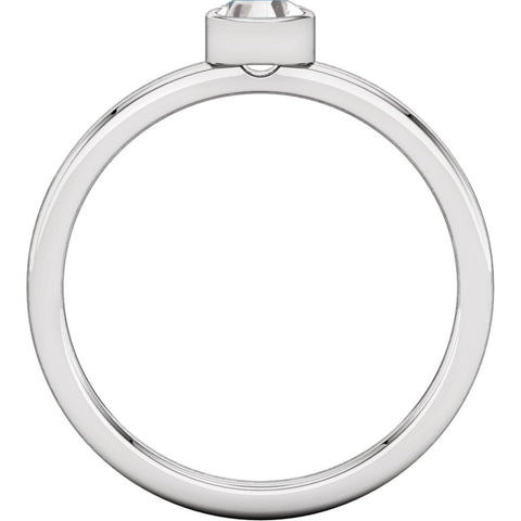 Sterling Silver Imitation Diamond Bezel Ring, Size 7
