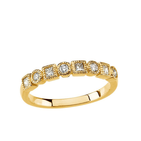 14k Yellow Gold 3/8 CTW Diamond Anniversary Band, Size 7