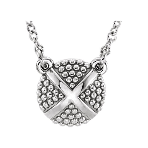 14k White Gold Granulated X 18" Necklace