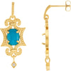 Pair of Granulated Design Dangle Earrings in 14k Yellow Gold