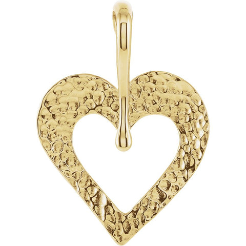 14k Yellow Gold Heart Pendant with Hammered Finish