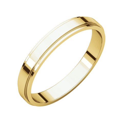 18k Yellow Gold 3mm Flat Edge Band, Size 6.5