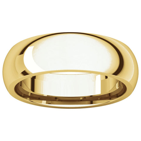 14k Yellow Gold 6mm Comfort Fit Band, Size 5