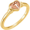 10k Yellow Gold & Rose Heart & Cross Ring, Size 7