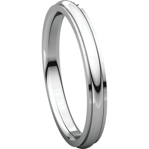 14k White Gold 2.5mm Comfort Fit Edge Band , Size 7