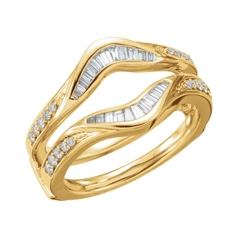 14k Yellow Gold 1/2 CTW Diamond Ring Guard, Size 7