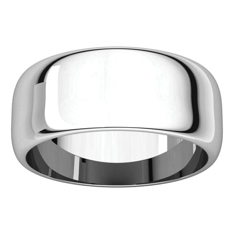 Sterling Silver 8mm Half Round Band, Size 6