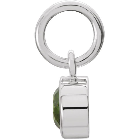 14k White Gold Imitation Peridot Birthstone Charm