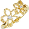 0.07 CTTW Floral Design Ring in 14k Yellow Gold ( Size 6 )