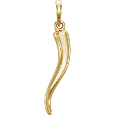 14k Yellow Gold 21.7mm Italian Horn Pendant