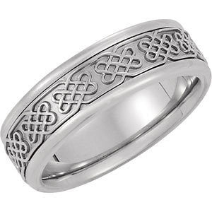 14k White Gold Celtic Design Wedding Band Size 11.5
