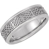 14K White Gold Celtic Design Wedding Band Size 11.5