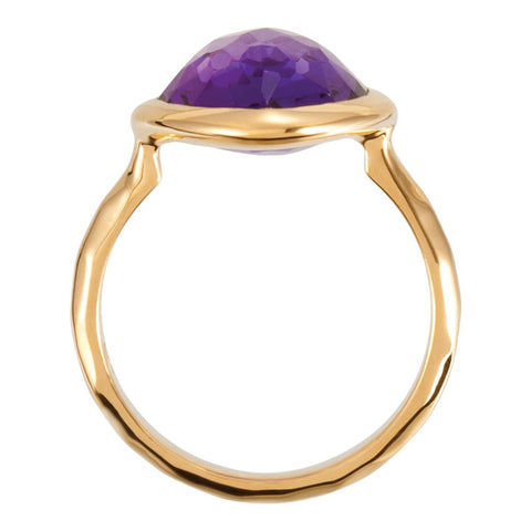 18K Yellow Gold Vermeil 15x11x6mm Amethyst Ring Size 8