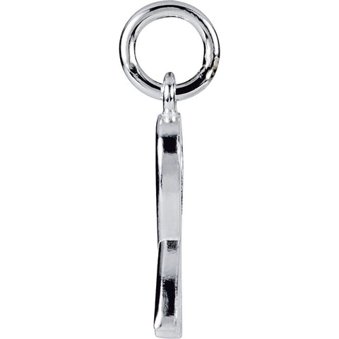 14k White Gold Breast Cancer Awareness Ribbon Charm with Jump Ring