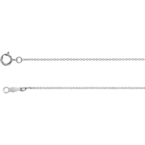 14k White Gold 1mm Solid Cable 18" Chain