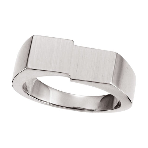 14k White Gold 9x16mm Men's Signet Ring, Size 10